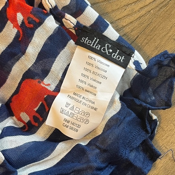 Stella and Dot Palm Springs Scarf Navy Stripe Elephant - Picture 3 of 6